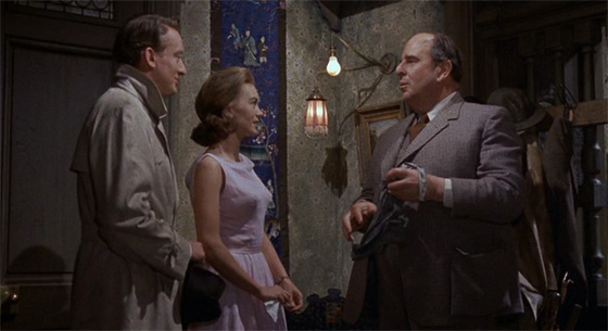 Robert Morley (right) welcomes Tom Poston (left) to Femm Hall. Image zzzz