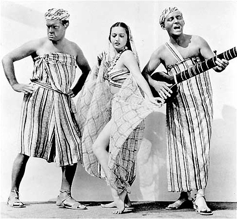 Bob Hope (left) and Big Crosby (right) vie for Dorothy Lamour's affections - and meaningful employment.