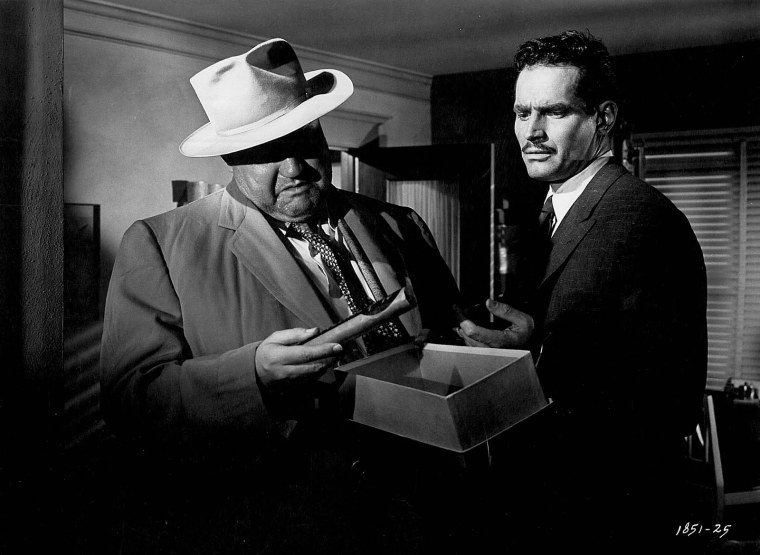 Welles shows planted evidence to Heston. Image: Phoenix Critics Circle